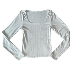 Hollister Grey Pointnelle Long Sleeve Top Small